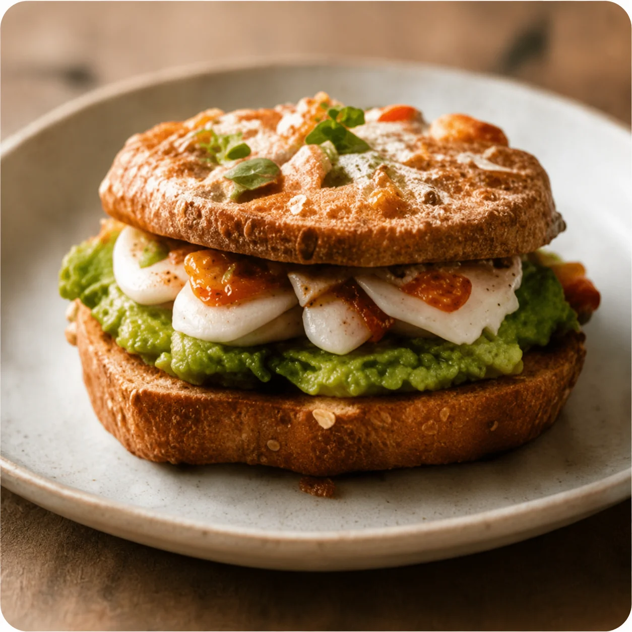Avocado Toast Gourmet com pão artesanal