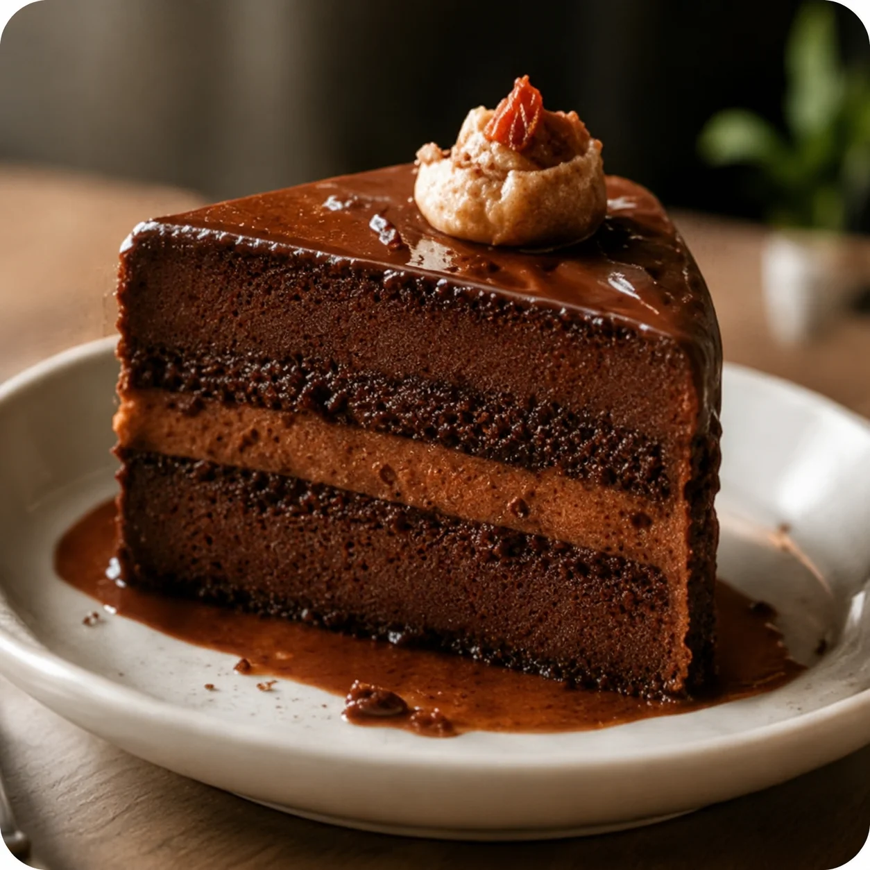 Bolo Trufado de Chocolate fatiado